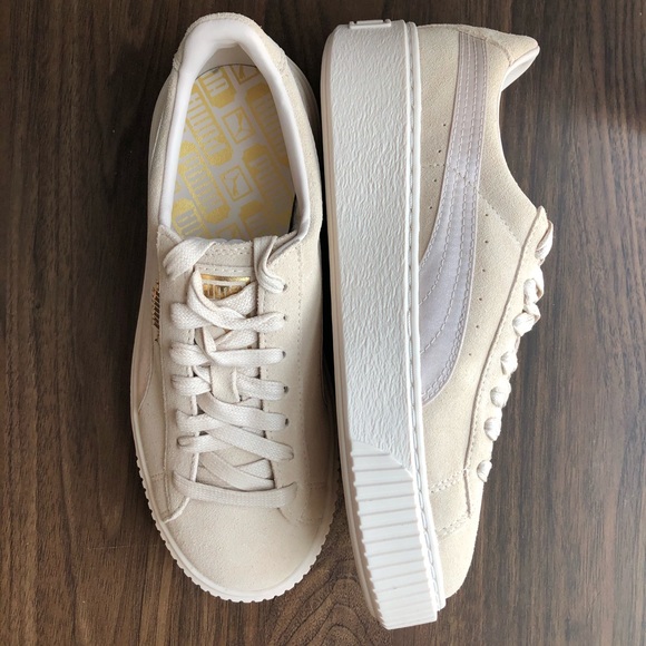 beige puma sneaker suede platform mono satin beige puma sneaker suede platform mono satin
